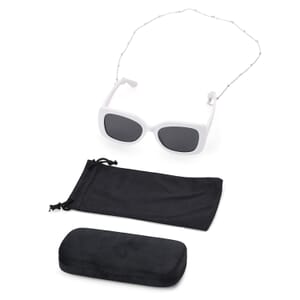 UV400 Polarized Sunglass with Chain and Storage Bag- White