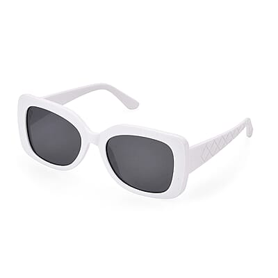 UV400 Polarized Sunglass with Chain and Storage Bag- White