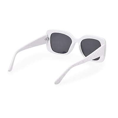 UV400 Polarized Sunglass with Chain and Storage Bag- White