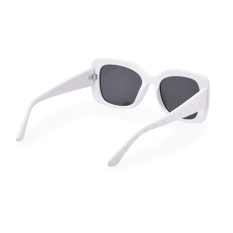 UV400 Polarized Sunglass with Chain and Storage Bag- White
