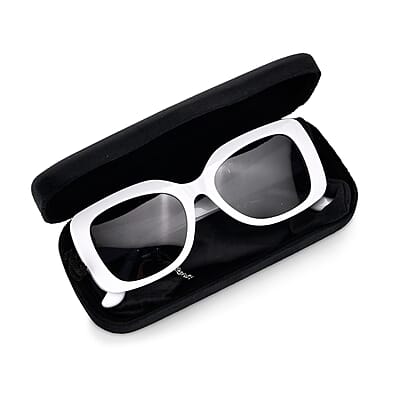 UV400 Polarized Sunglass with Chain and Storage Bag- White
