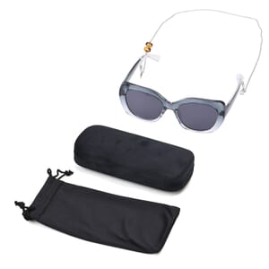 UV400 Polarized Sunglass with Chain and Storage Bag- Silver