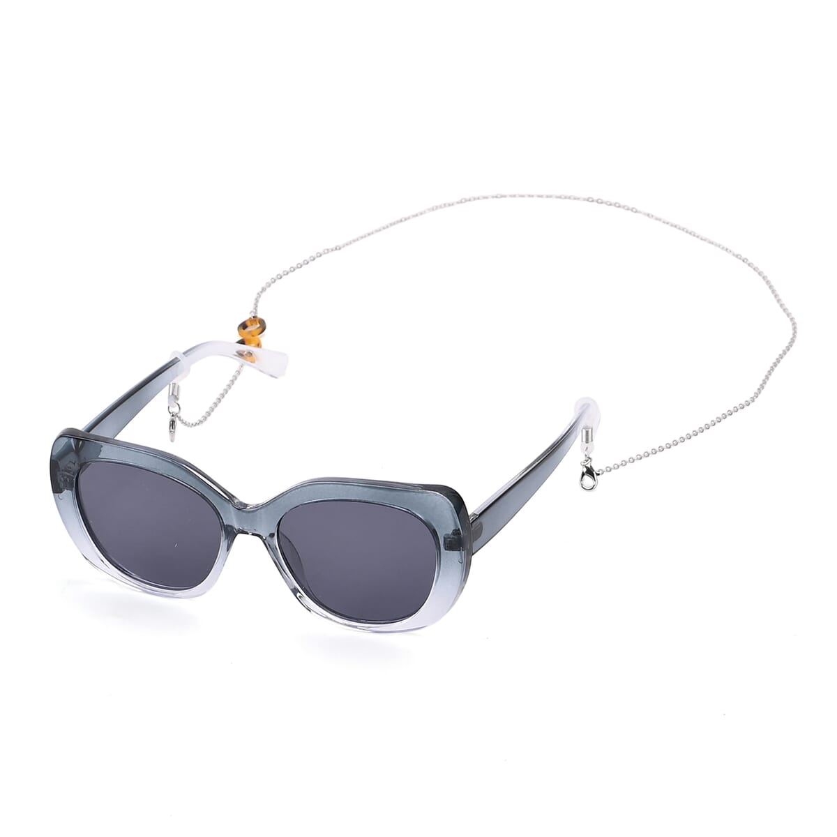UV400 Polarized Sunglass with Chain and Storage Bag- Silver image number 5