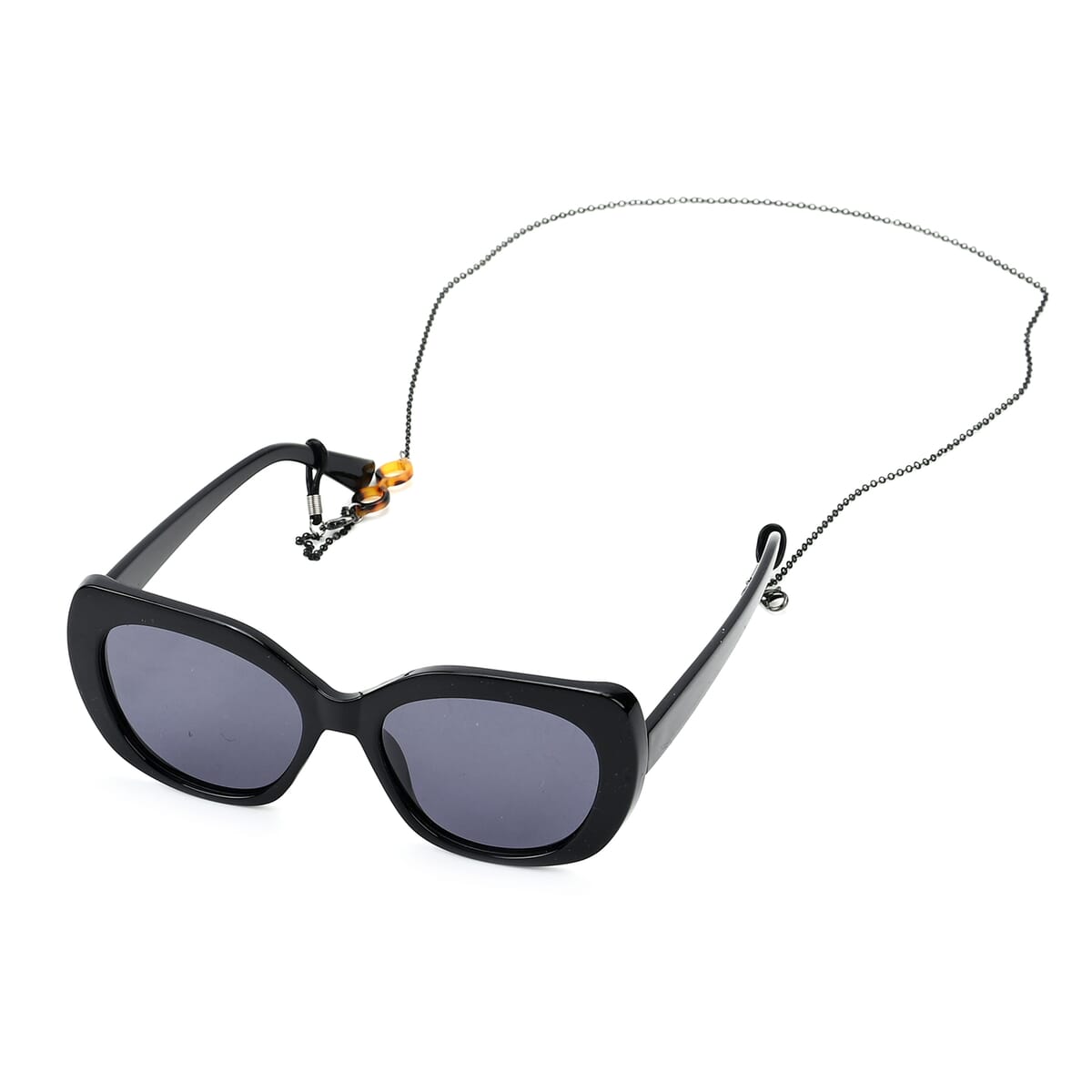 UV400 Polarized Sunglass with Chain and Storage Bag- Black image number 3