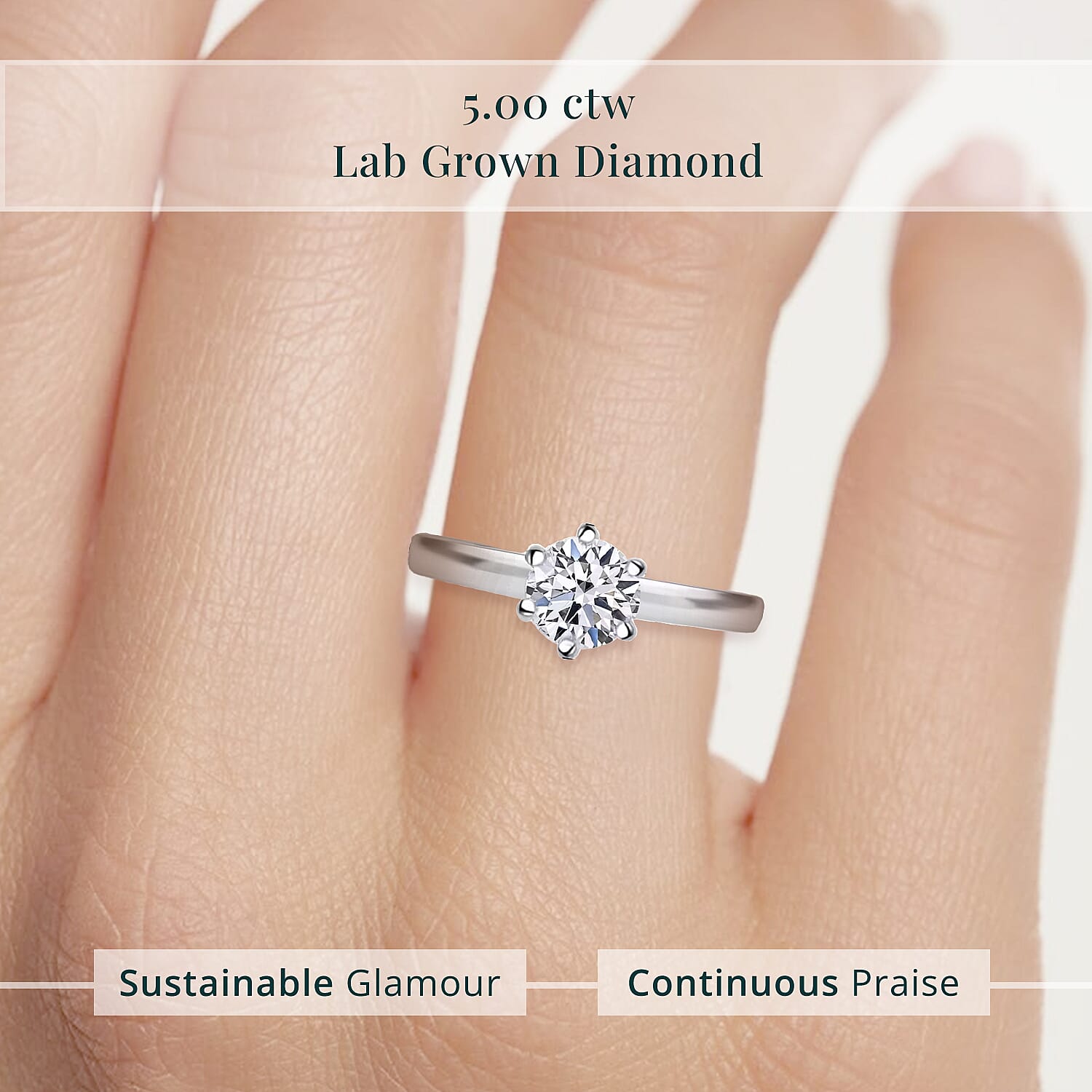 IGI Certified Luxuriant Lab Grown Diamond G VS2 5.00 ctw Solitaire Ring in 950 Platinum (Size 10.0) 6.80 Grams