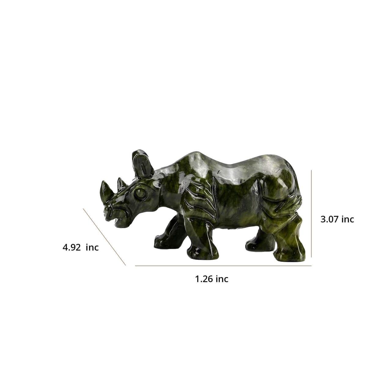 Handcrafted Serpentine Rhinoceros Figurine image number 6