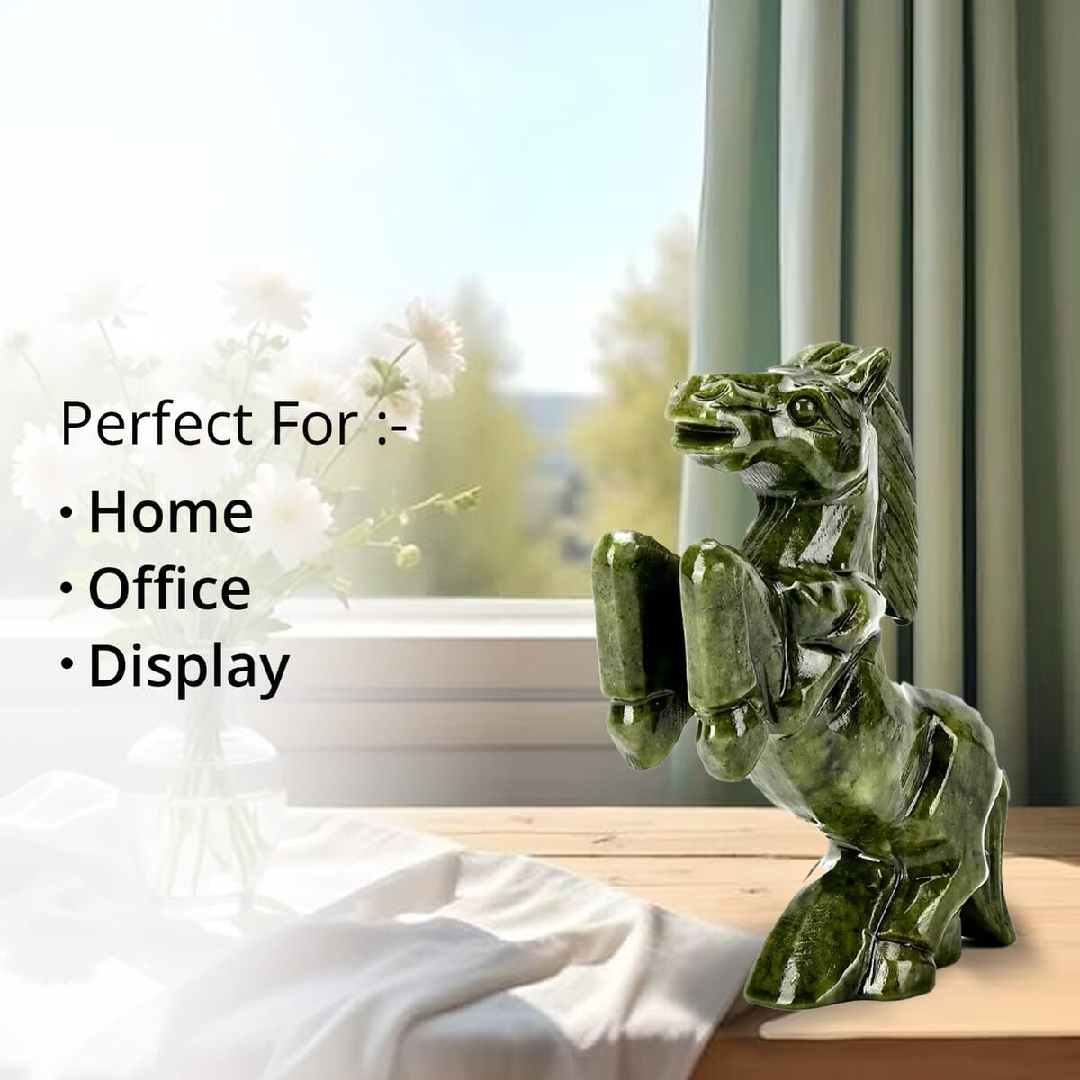 Handcrafted Serpentine Horse Figurine image number 3