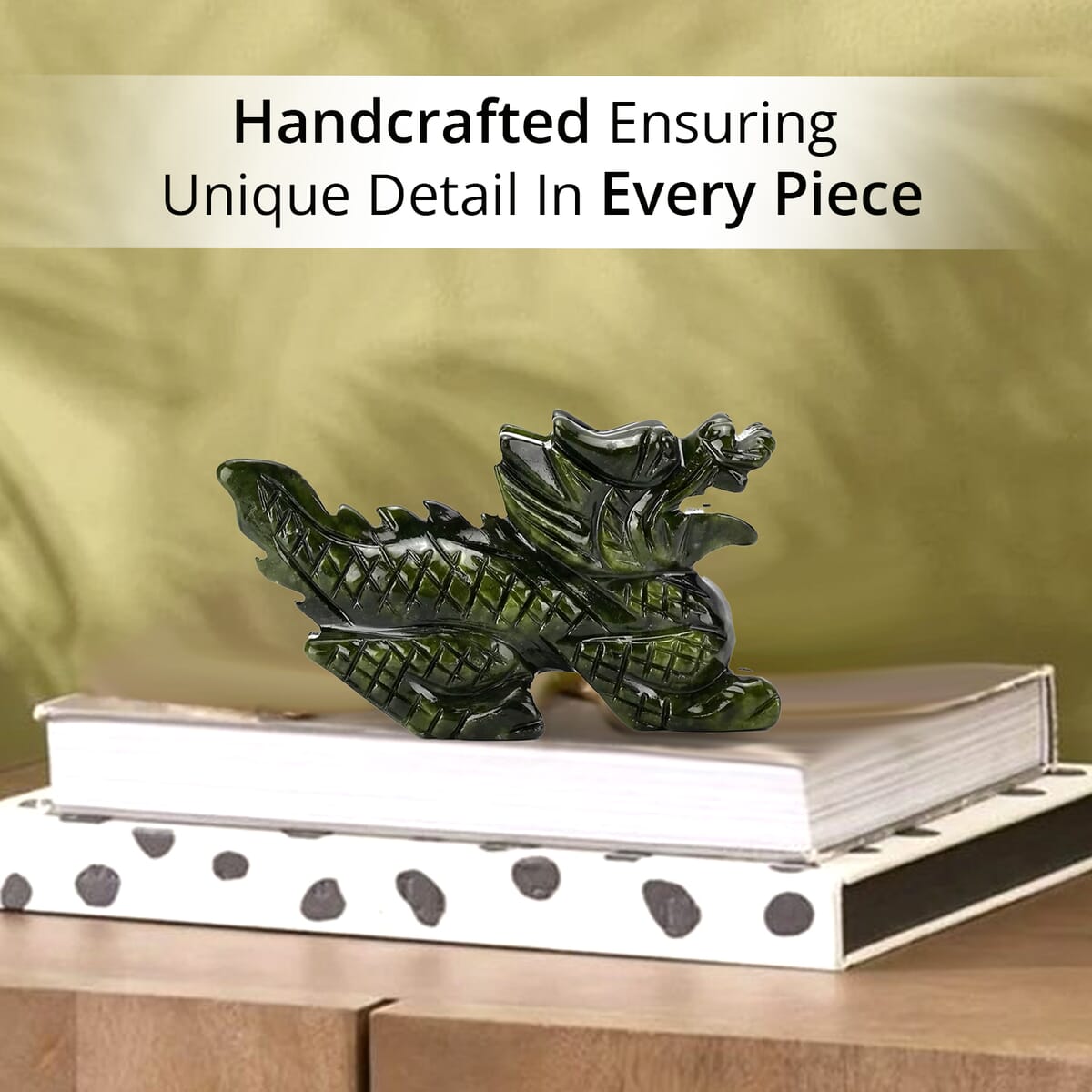Handcrafted Serpentine Dragon Figurine (4.92x1.26x3.15) image number 2