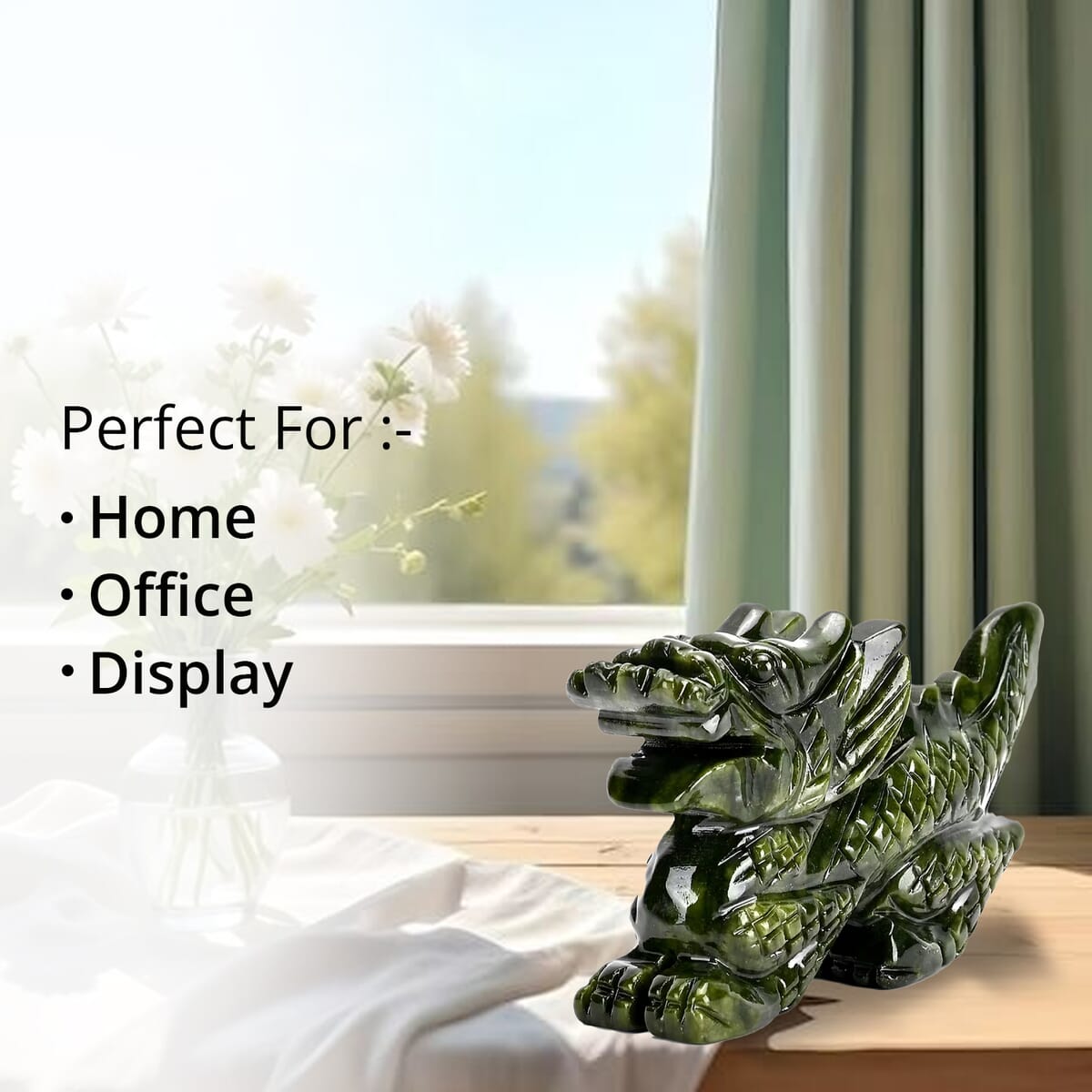 Handcrafted Serpentine Dragon Figurine (4.92x1.26x3.15) image number 4