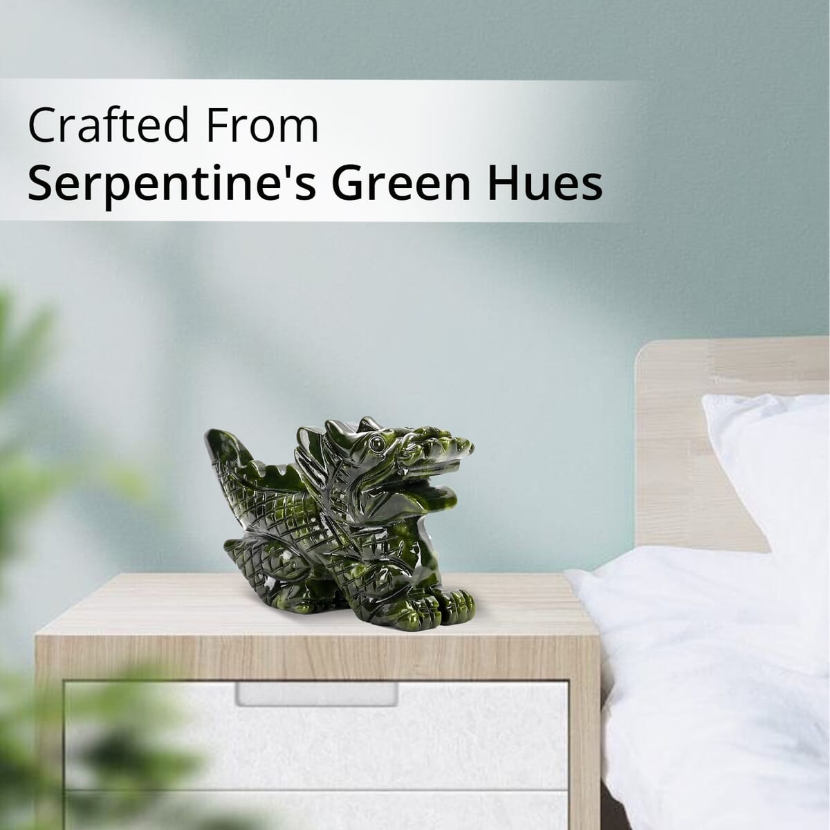 Handcrafted Serpentine Dragon Figurine (4.92x1.26x3.15) image number 5