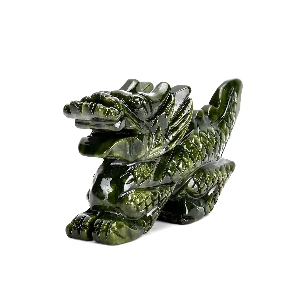 Handcrafted Serpentine Dragon Figurine (4.92x1.26x3.15) image number 7