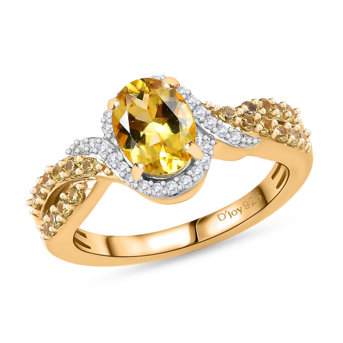 Premium Brazilian Heliodor and Multi Gemstone 1.65 ctw Golden Petal Twist Ring in 18K Vermeil Yellow Gold Over Sterling Silver (Size 10.0) image number 0