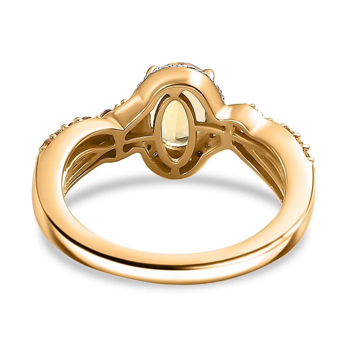 Premium Brazilian Heliodor and Multi Gemstone 1.65 ctw Golden Petal Twist Ring in 18K Vermeil Yellow Gold Over Sterling Silver (Size 10.0)