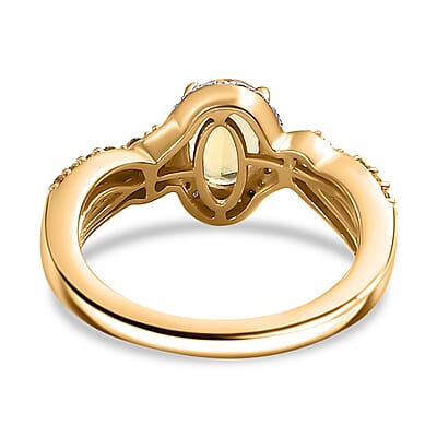 Premium Brazilian Heliodor and Multi Gemstone 1.65 ctw Golden Petal Twist Ring in 18K Vermeil Yellow Gold Over Sterling Silver (Size 10.0)