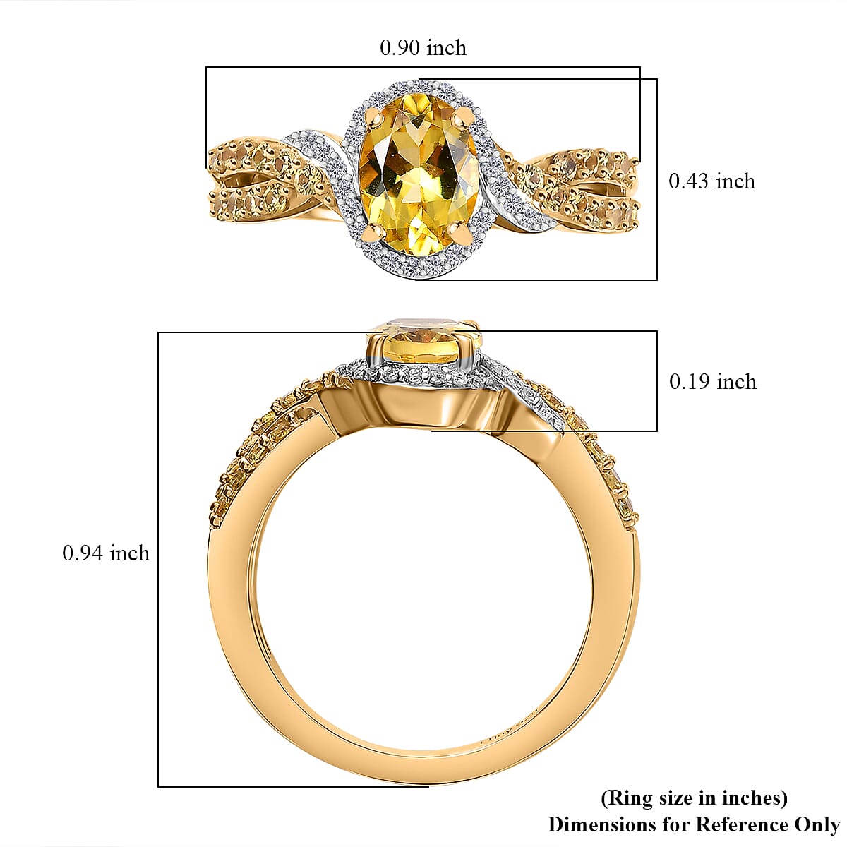 Premium Brazilian Heliodor and Multi Gemstone 1.65 ctw Golden Petal Twist Ring in 18K Vermeil Yellow Gold Over Sterling Silver (Size 10.0)