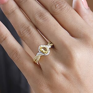 D'Joy Premium Brazilian Heliodor and Multi Gemstone 1.65 ctw Golden Petal Twist Ring in 18K Vermeil Yellow Gold Over Sterling Silver (Size 7.0)