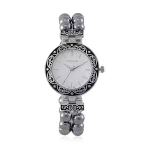 Terahertz Japanese Movement Stretch Bracelet Round Shape Watch in Silvertone 30.00 ctw