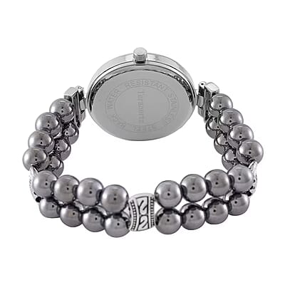 Terahertz Japanese Movement Stretch Bracelet Round Shape Watch in Silvertone 30.00 ctw
