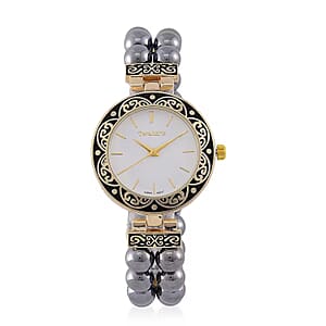 Terahertz Japanese Movement Stretch Bracelet Round Shape Watch in Goldtone 30.00 ctw