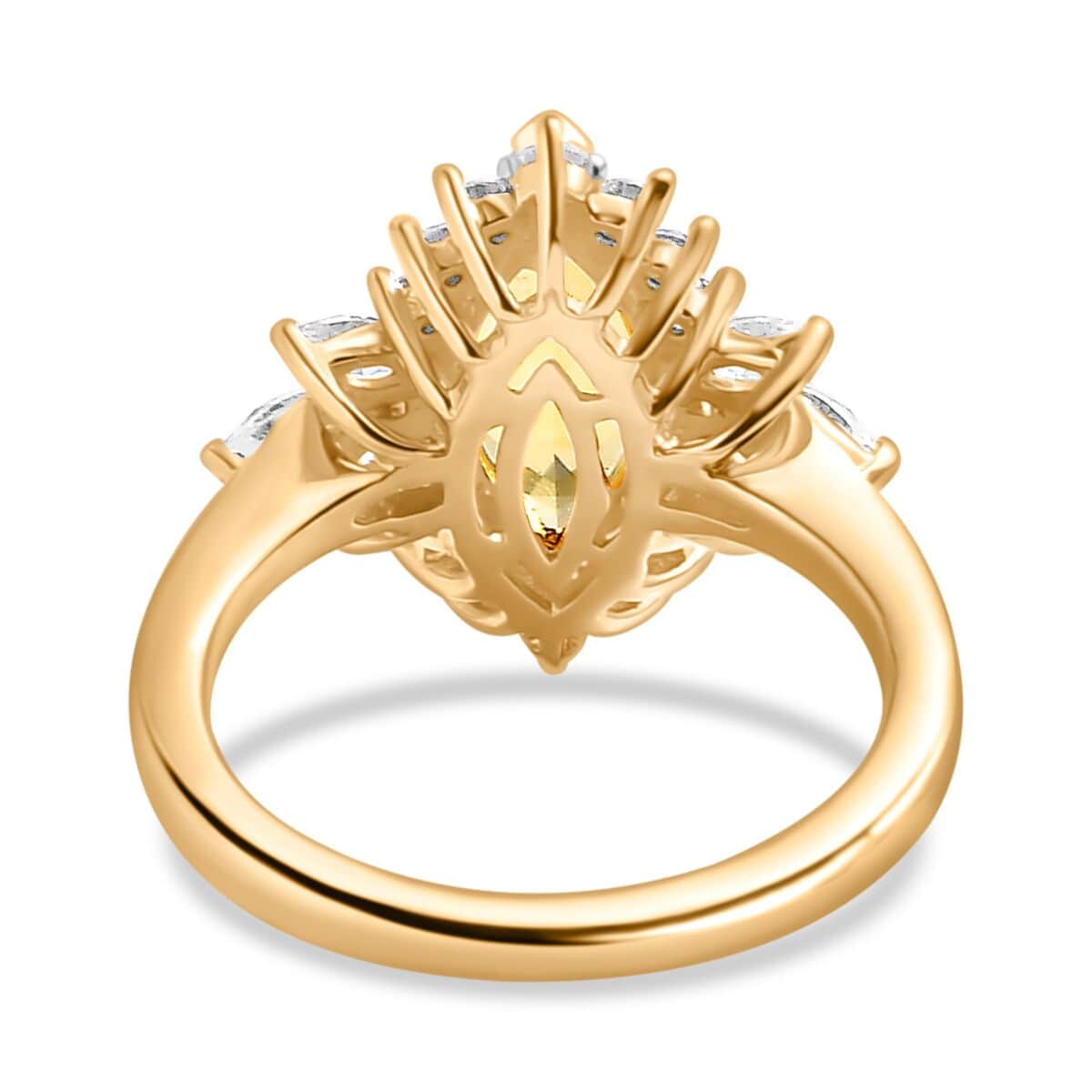 Premium Brazilian Heliodor, Moissanite Sunflower Ring in 18K Vermeil YG Over Sterling Silver (Size 10.0) 2.60 ctw image number 4