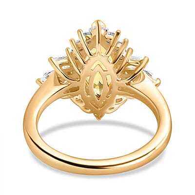 Premium Brazilian Heliodor and Moissanite 2.60 ctw Sunflower Ring in 18K Vermeil Yellow Gold Over Sterling Silver (Size 10.0)