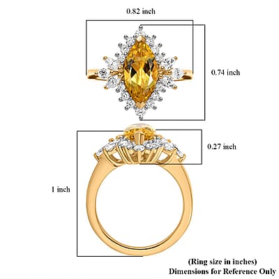 Premium Brazilian Heliodor and Moissanite 2.60 ctw Sunflower Ring in 18K Vermeil Yellow Gold Over Sterling Silver (Size 10.0)