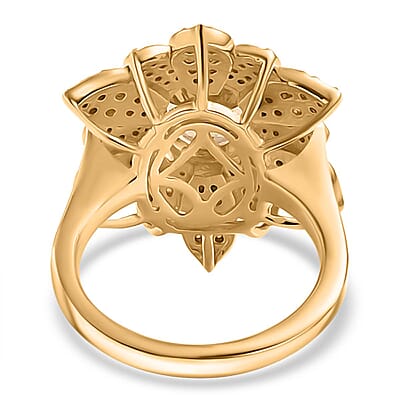 D'Joy Premium Brazilian Heliodor and Moissanite 2.50 ctw Daisy Flower Ring in 18K Vermeil Yellow Gold Over Sterling Silver (Size 10.0)