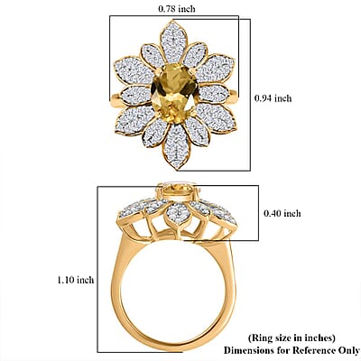 D'Joy Premium Brazilian Heliodor and Moissanite 2.50 ctw Daisy Flower Ring in 18K Vermeil Yellow Gold Over Sterling Silver (Size 10.0)