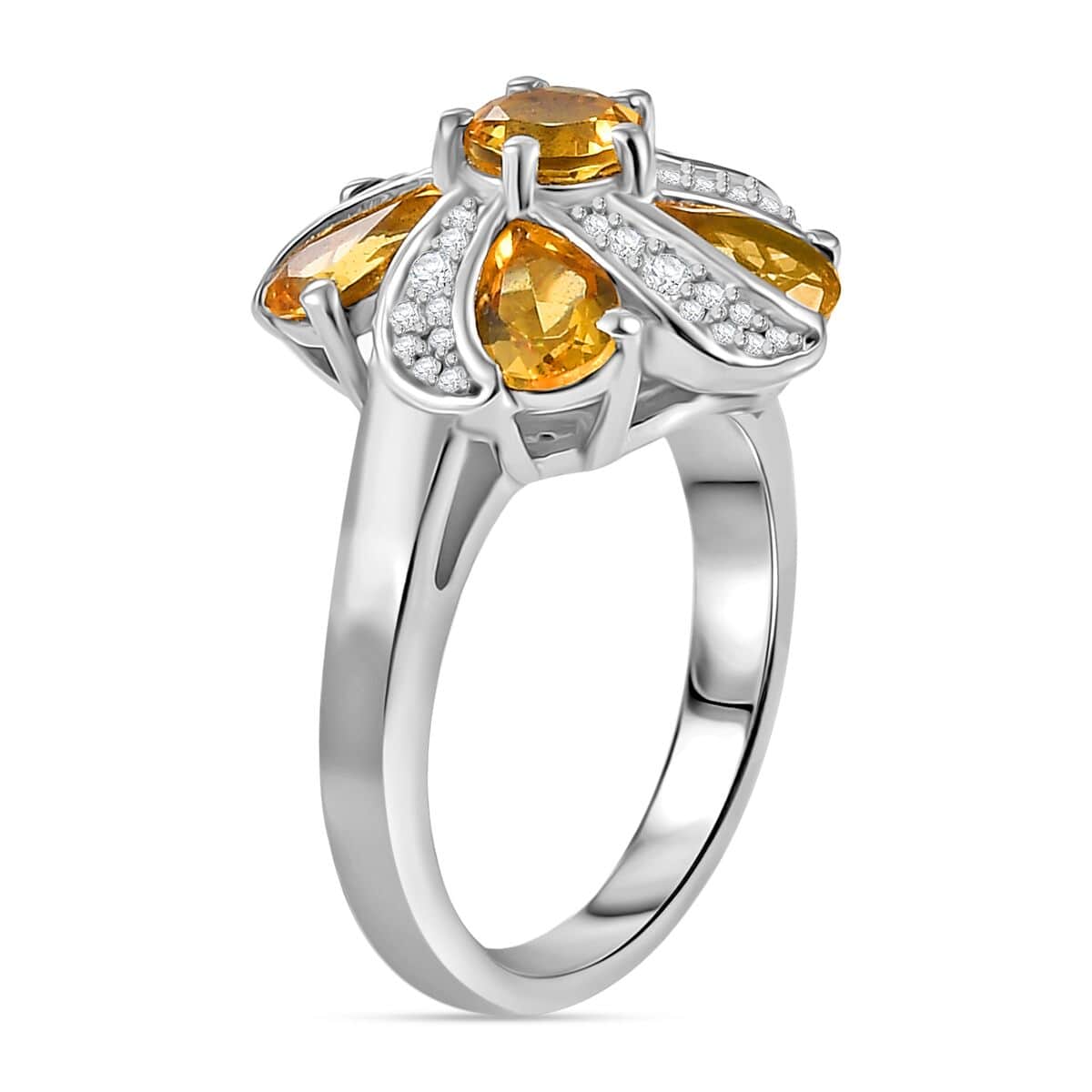 Brazilian Heliodor, White Zircon Ring in Rhodium Over Sterling Silver (Size 10.0) 2.65 ctw image number 3