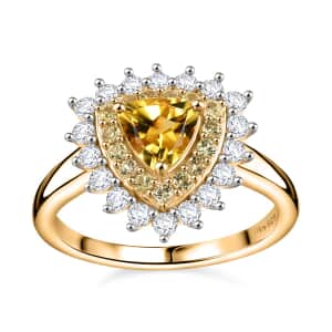 Premium Brazilian Heliodor and Multi Gemstone 1.40 ctw Sunlit Ring in 18K Vermeil Yellow Gold Over Sterling Silver (Size 10.0)