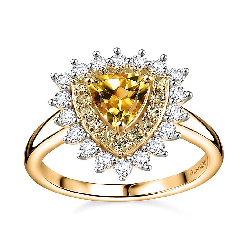 Premium Brazilian Heliodor and Multi Gemstone 1.40 ctw Sunlit Ring in 18K Vermeil Yellow Gold Over Sterling Silver (Size 10.0)