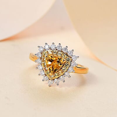 Premium Brazilian Heliodor and Multi Gemstone 1.40 ctw Sunlit Ring in 18K Vermeil Yellow Gold Over Sterling Silver (Size 10.0)