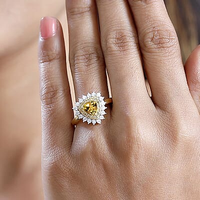 Premium Brazilian Heliodor and Multi Gemstone 1.40 ctw Sunlit Ring in 18K Vermeil Yellow Gold Over Sterling Silver (Size 10.0)