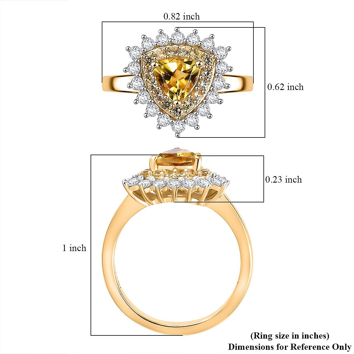 Premium Brazilian Heliodor and Multi Gemstone 1.40 ctw Sunlit Ring in 18K Vermeil Yellow Gold Over Sterling Silver (Size 10.0)