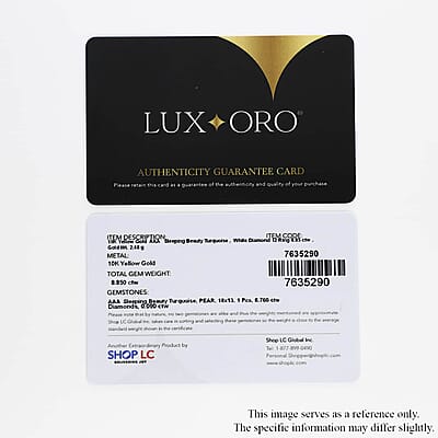 Certified & Appraised Luxoro AAA Sleeping Beauty Turquoise and I2 Diamond 8.85 ctw Ring in 10K Yellow Gold (Size  5.0)