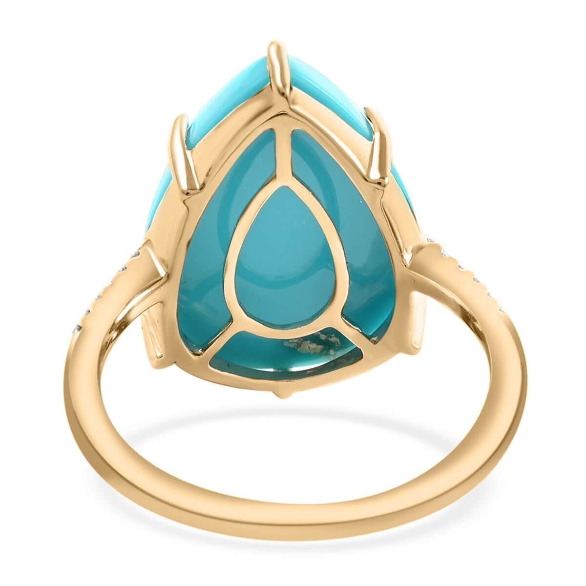 Certified & Appraised Luxoro AAA Sleeping Beauty Turquoise and I2 Diamond 8.85 ctw Ring in 10K Yellow Gold (Size  6.5) image number 4