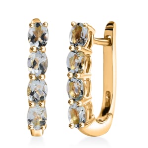 Mangoro Aquamarine 1.25 ctw Huggie Hoop Earrings in 14K Yellow Gold Over Sterling Silver