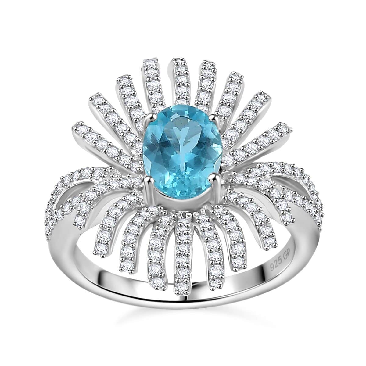 GP Italian Garden Collection Apatite and White Zircon 2.35 ctw Fiordaliso Ring in Rhodium Over Sterling Silver (Size 10.0) image number 0