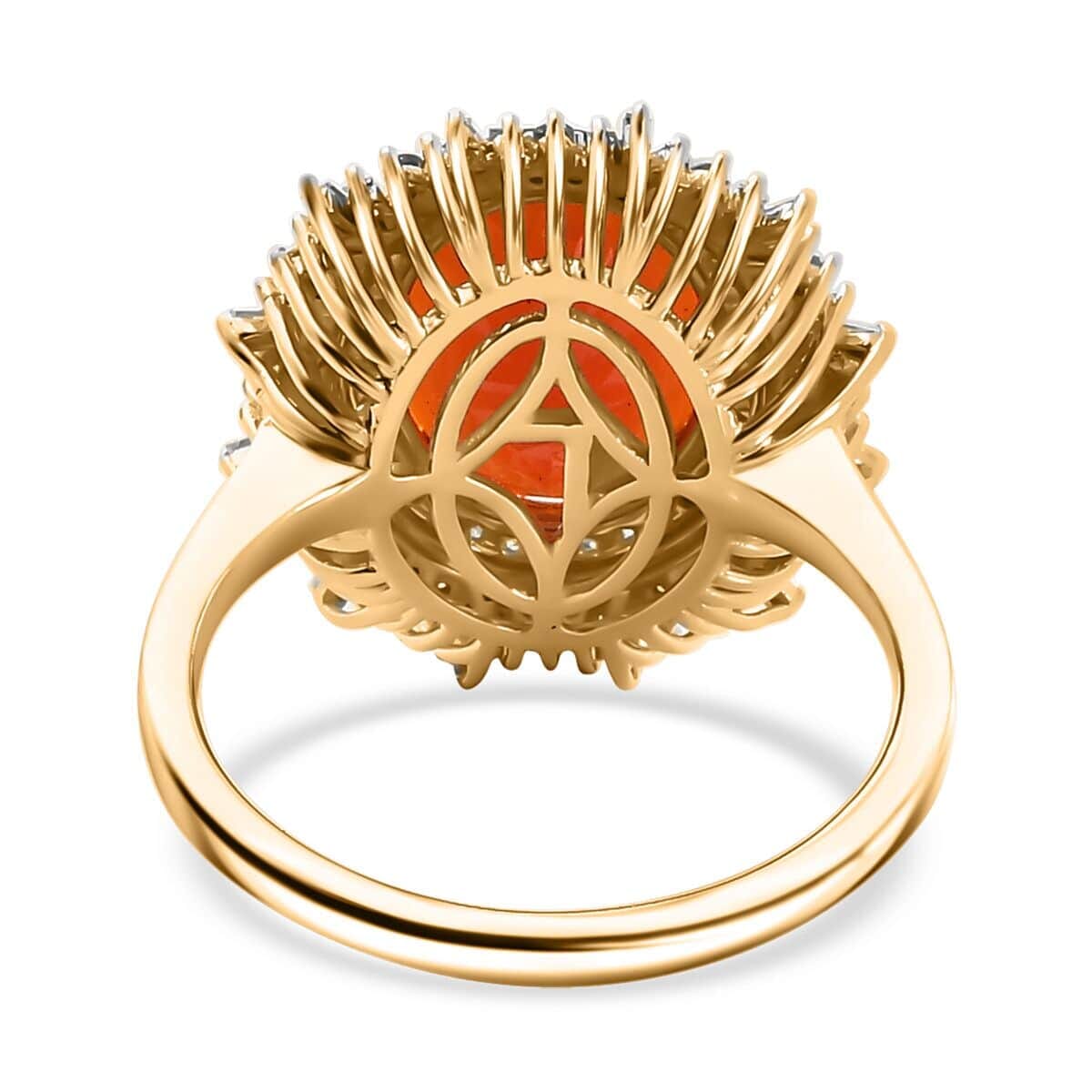 Luxoro AAAA Fire Opal, G-H I2 Natural Yellow and White Diamond 3.60 ctw Ring in 14K Yellow Gold image number 4