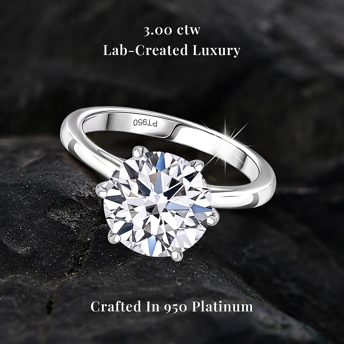 IGI Certified Luxuriant Lab Grown Diamond G, VS2 3.00 ctw Solitaire Ring in 950 Platinum (Size 9.5) 4.25 Grams (Del. In 10-12 Days) image number 2