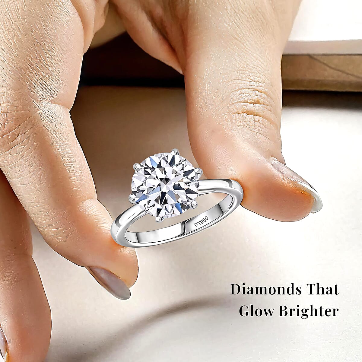 IGI Certified Luxuriant Lab Grown Diamond G, VS2 3.00 ctw Solitaire Ring in 950 Platinum (Size 9.5) 4.25 Grams (Del. In 10-12 Days) image number 4