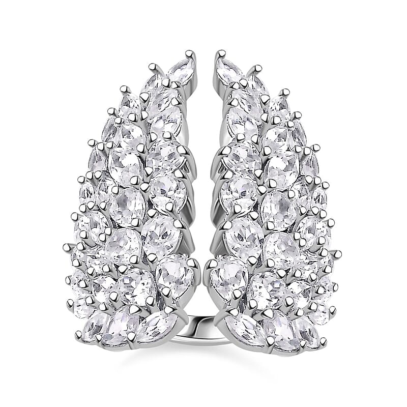 GP Amore Collection White Zircon 8.35 ctw Angel Wings Ring in Rhodium Over Sterling Silver (Size 10.0) 