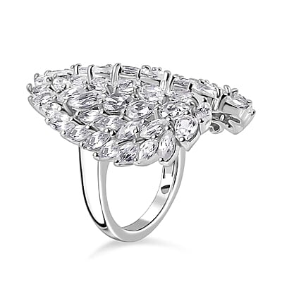 GP Amore Collection White Zircon 8.35 ctw Angel Wings Ring in Rhodium Over Sterling Silver (Size 10.0) 