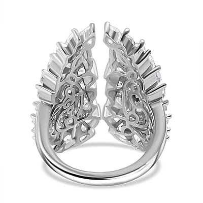 GP Amore Collection White Zircon 8.35 ctw Angel Wings Ring in Rhodium Over Sterling Silver (Size 10.0) 