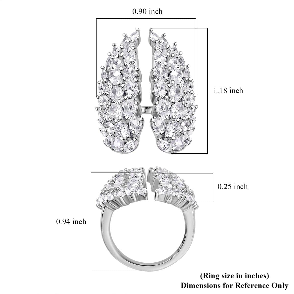 GP Amore Collection White Zircon 8.35 ctw Angel Wings Ring in Rhodium Over Sterling Silver (Size 10.0)  image number 6