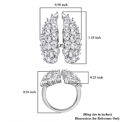 GP Amore Collection White Zircon 8.35 ctw Angel Wings Ring in Rhodium Over Sterling Silver (Size 10.0) 