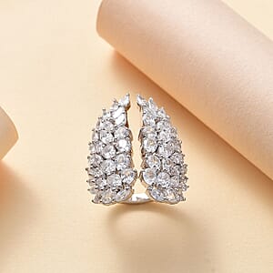 GP Amore Collection White Zircon 8.35 ctw Angel Wings Ring in Rhodium Over Sterling Silver (Size 7.0) 