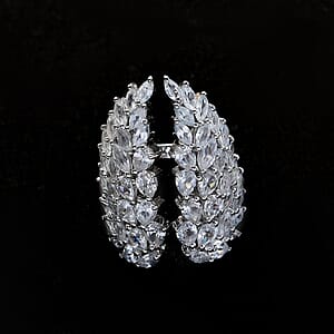 GP Amore Collection White Zircon 8.35 ctw Angel Wings Ring in Rhodium Over Sterling Silver (Size 7.0) 