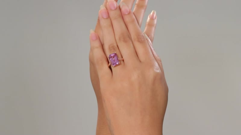 Epic Deal Luxoro 10K Rose Gold Premium Martha Rocha Kunzite, Natural Pink Diamond Ring (Size 10.0) 9.10 ctw