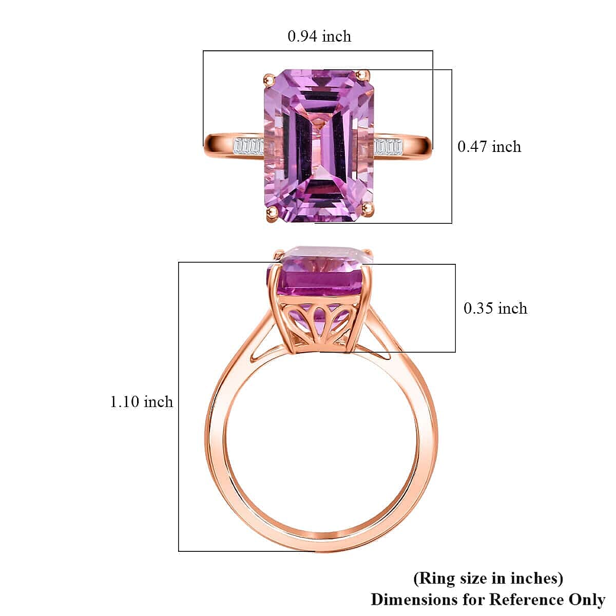 Luxoro Premium Martha Rocha Kunzite and Natural Pink Diamond 9.80 ctw Art Deco Ring in 10K Rose Gold (Size 9.5) image number 5